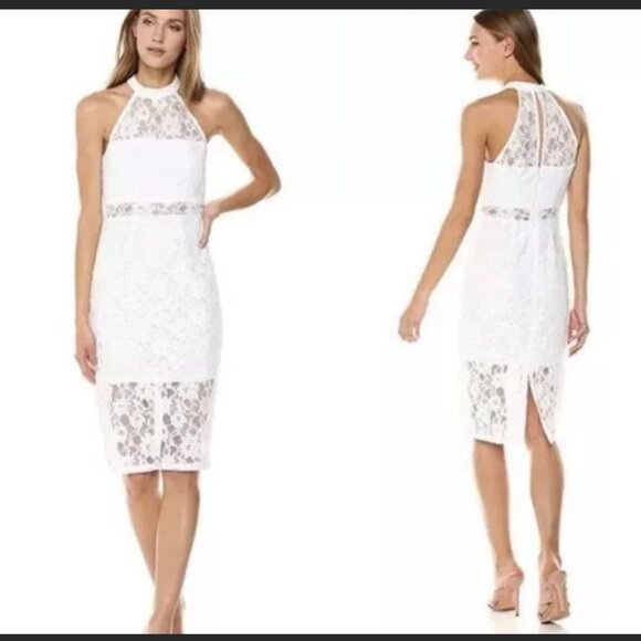 NWT BCBG HALTER NECK LACE CUT OUT PENCIL DRESS SZ 6 - Picture 1 of 6
